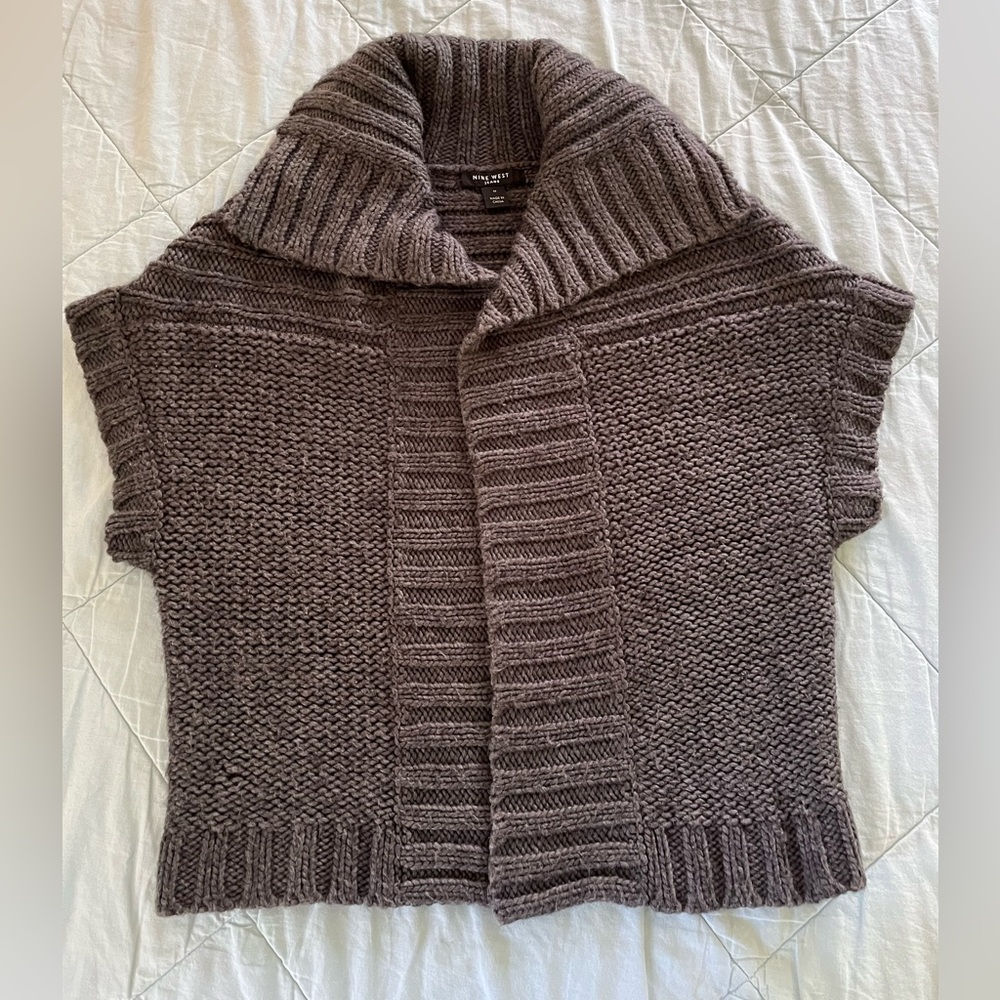 Vintage Y2K Nine West Open Front Chunky Knit Charcoal Gray Cardigan Size Medium - Picture 3 of 9